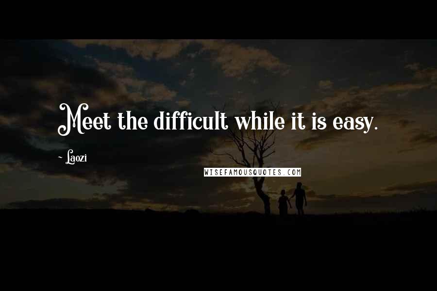 Laozi Quotes: Meet the difficult while it is easy.