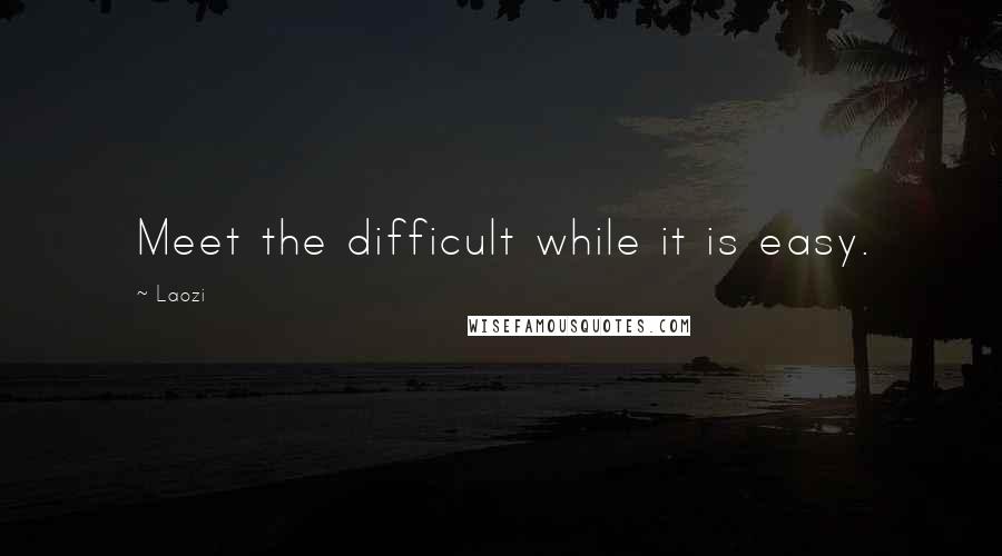 Laozi Quotes: Meet the difficult while it is easy.