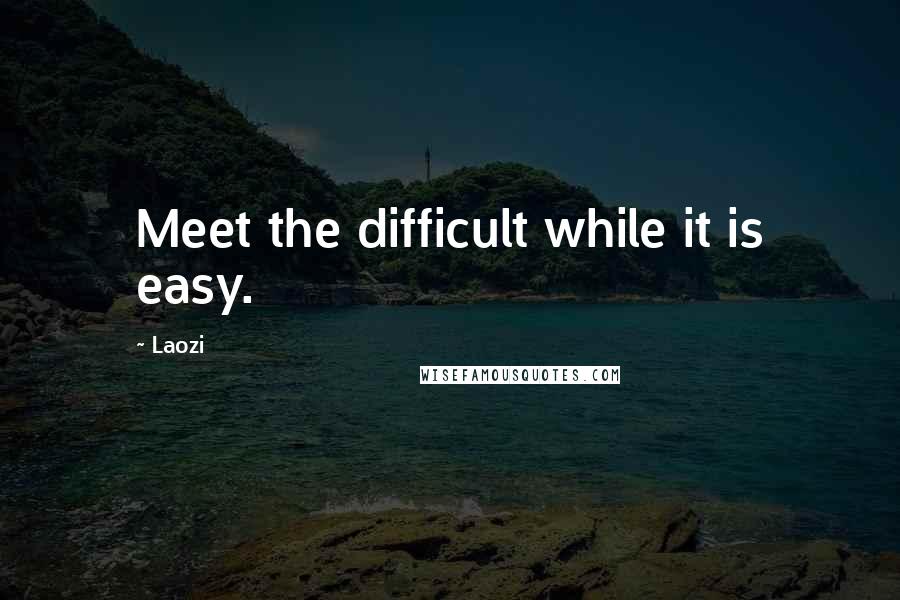 Laozi Quotes: Meet the difficult while it is easy.