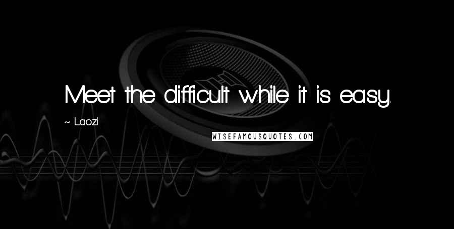 Laozi Quotes: Meet the difficult while it is easy.