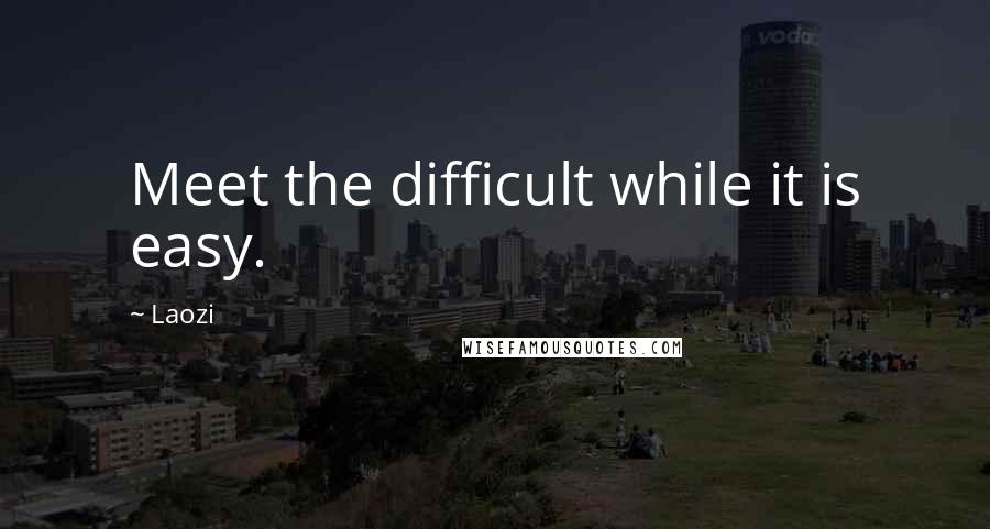 Laozi Quotes: Meet the difficult while it is easy.