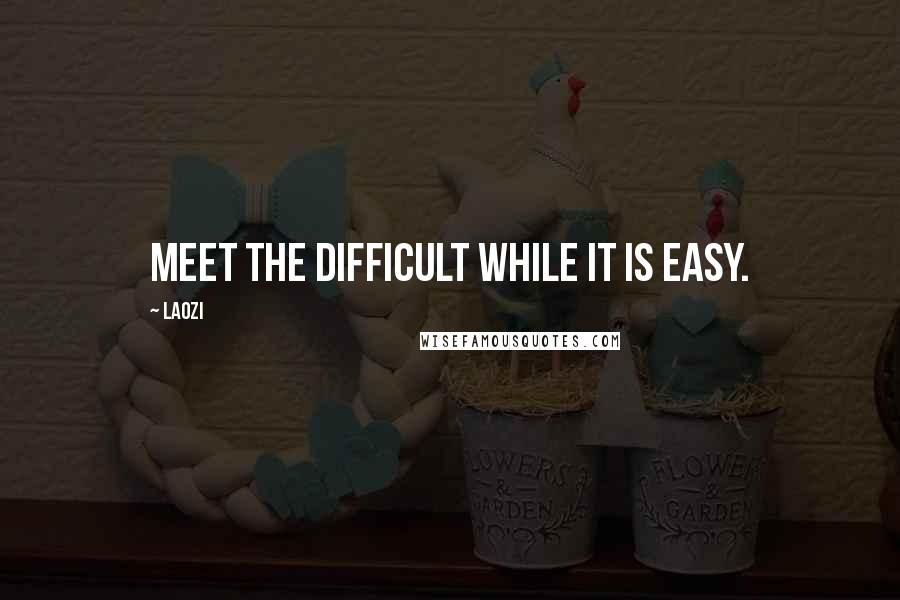 Laozi Quotes: Meet the difficult while it is easy.