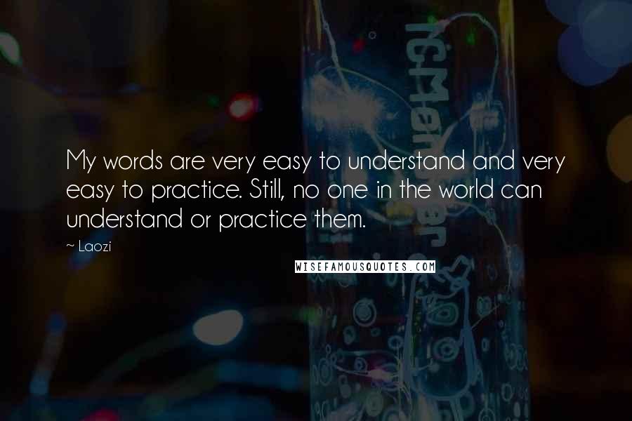 Laozi Quotes: My words are very easy to understand and very easy to practice. Still, no one in the world can understand or practice them.