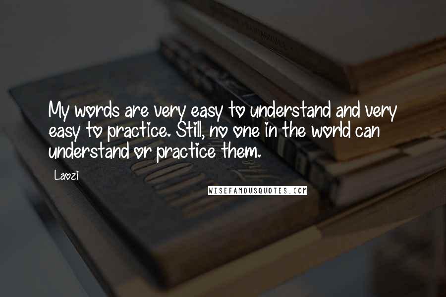 Laozi Quotes: My words are very easy to understand and very easy to practice. Still, no one in the world can understand or practice them.