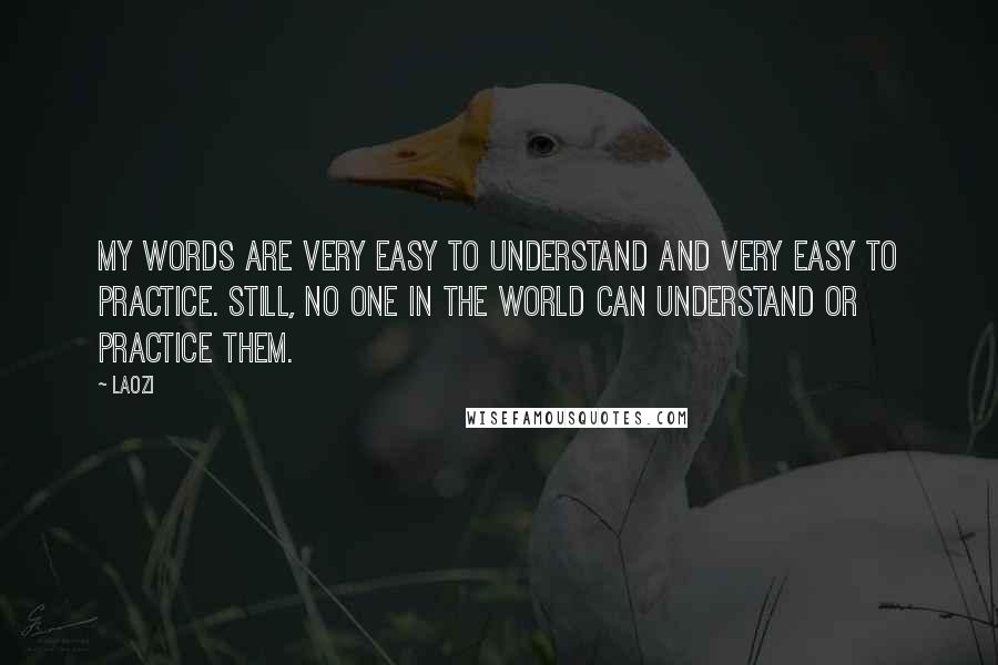 Laozi Quotes: My words are very easy to understand and very easy to practice. Still, no one in the world can understand or practice them.