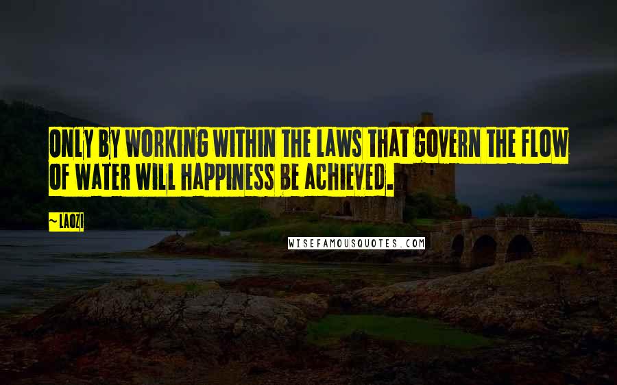 Laozi Quotes: Only by working within the laws that govern the flow of water will happiness be achieved.