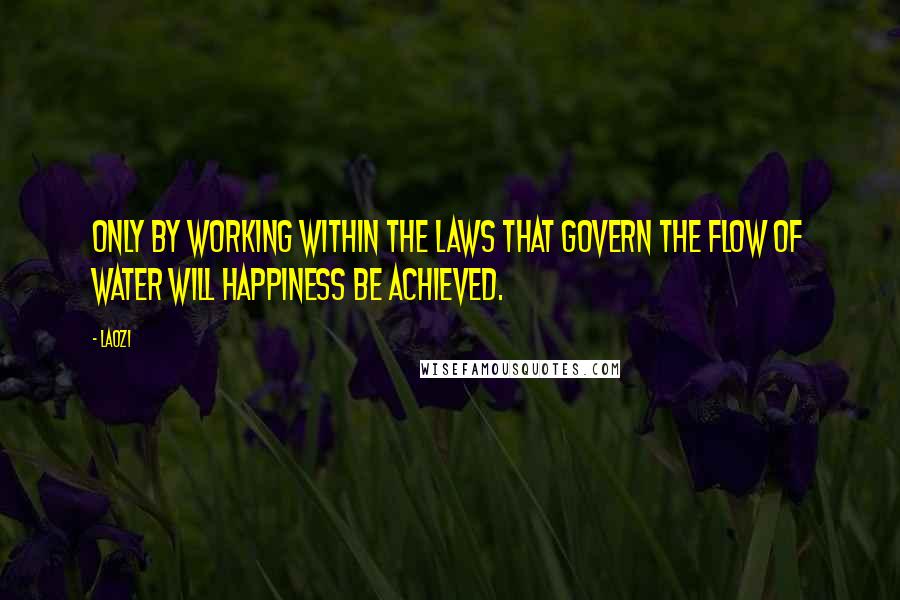 Laozi Quotes: Only by working within the laws that govern the flow of water will happiness be achieved.