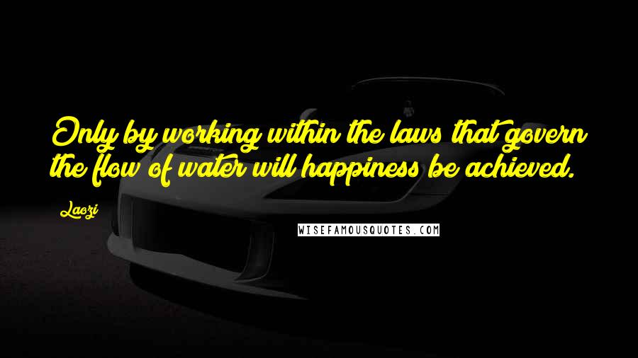 Laozi Quotes: Only by working within the laws that govern the flow of water will happiness be achieved.