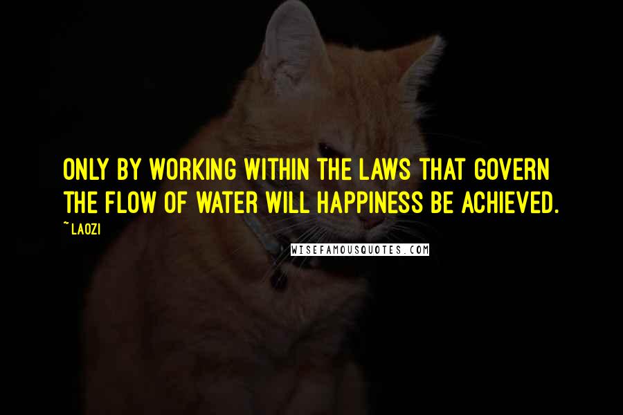 Laozi Quotes: Only by working within the laws that govern the flow of water will happiness be achieved.