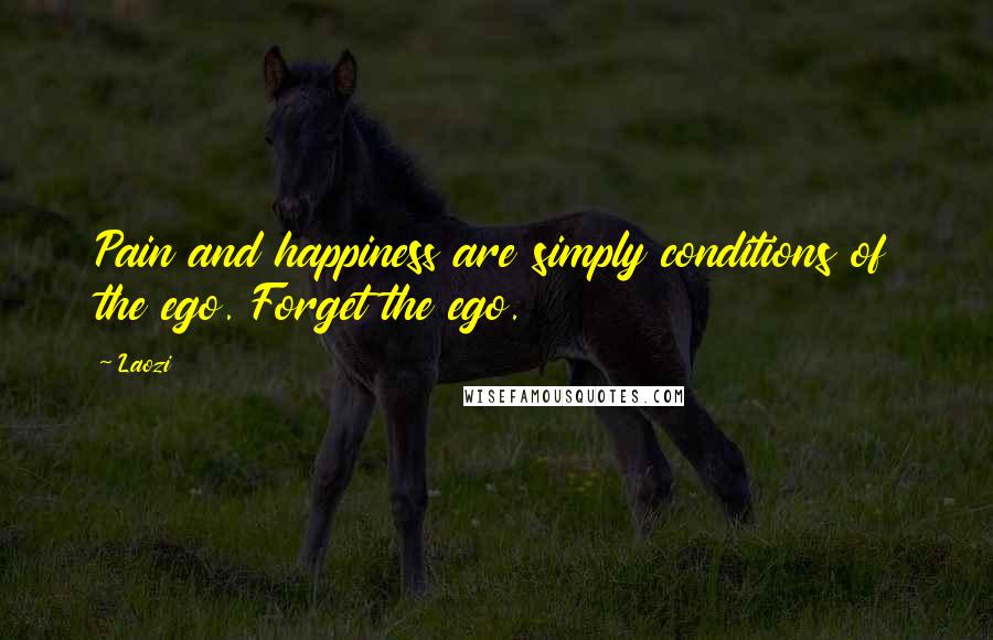 Laozi Quotes: Pain and happiness are simply conditions of the ego. Forget the ego.