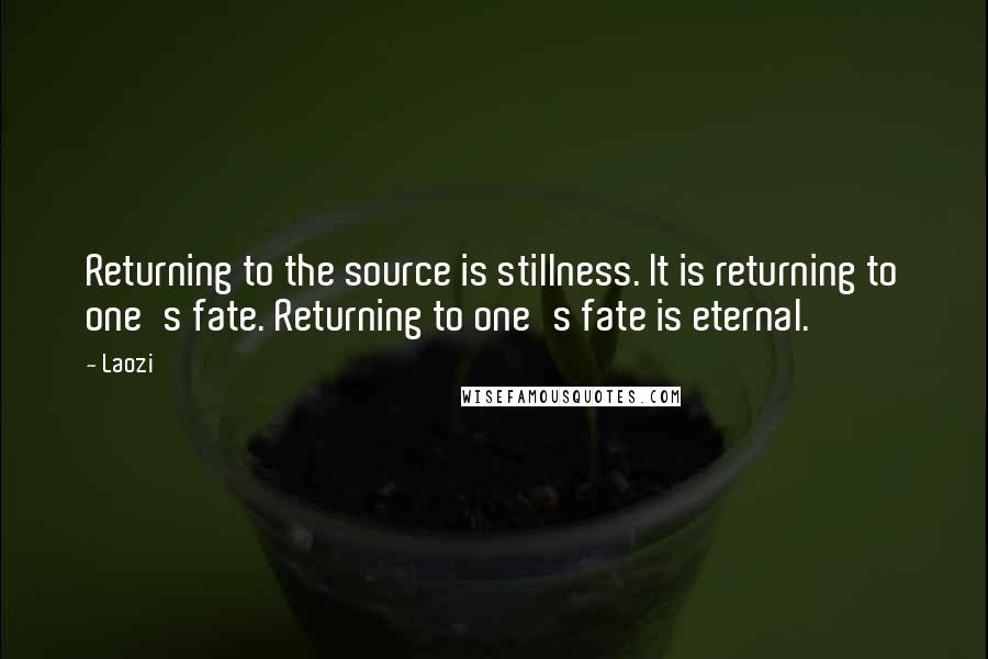 Laozi Quotes: Returning to the source is stillness. It is returning to one's fate. Returning to one's fate is eternal.