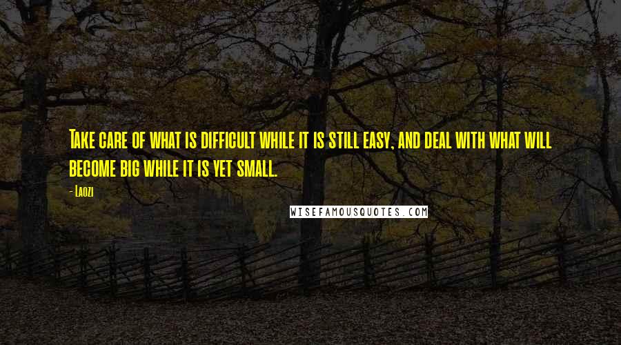 Laozi Quotes: Take care of what is difficult while it is still easy, and deal with what will become big while it is yet small.