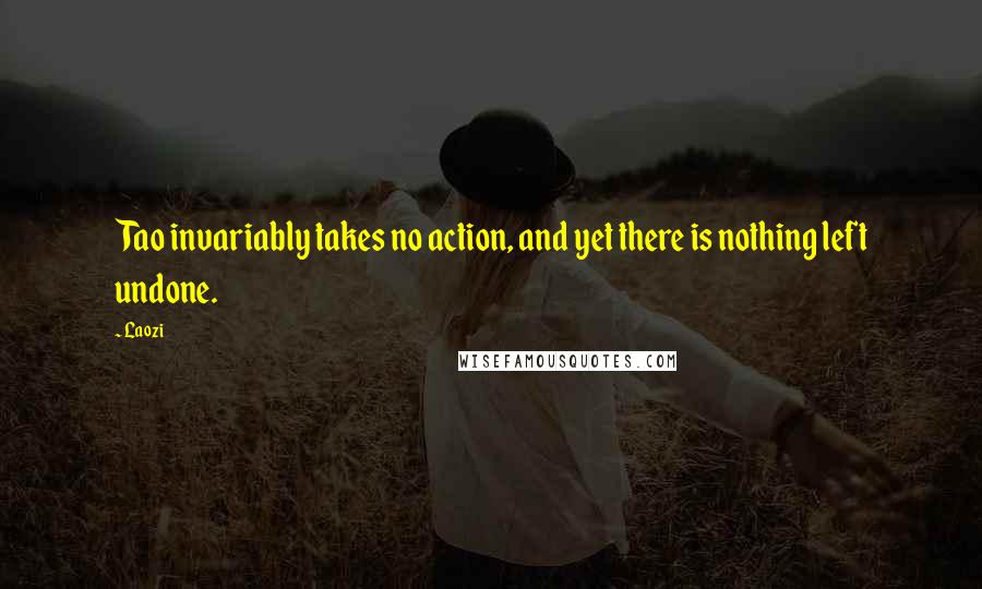 Laozi Quotes: Tao invariably takes no action, and yet there is nothing left undone.