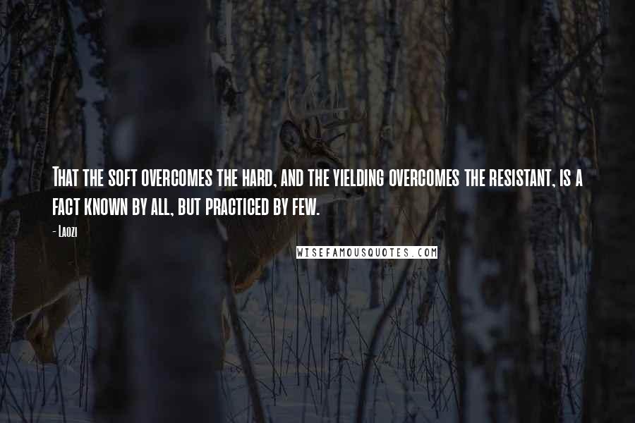 Laozi Quotes: That the soft overcomes the hard, and the yielding overcomes the resistant, is a fact known by all, but practiced by few.