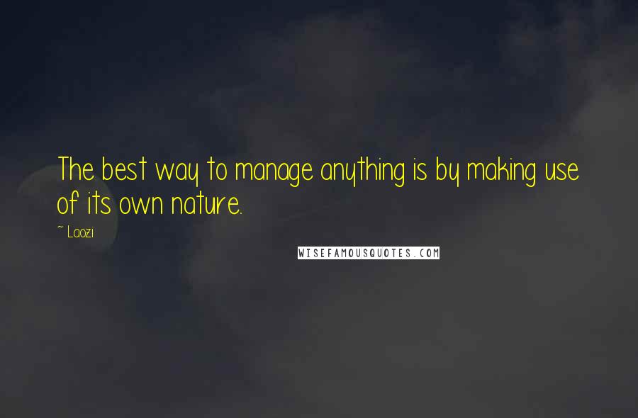 Laozi Quotes: The best way to manage anything is by making use of its own nature.