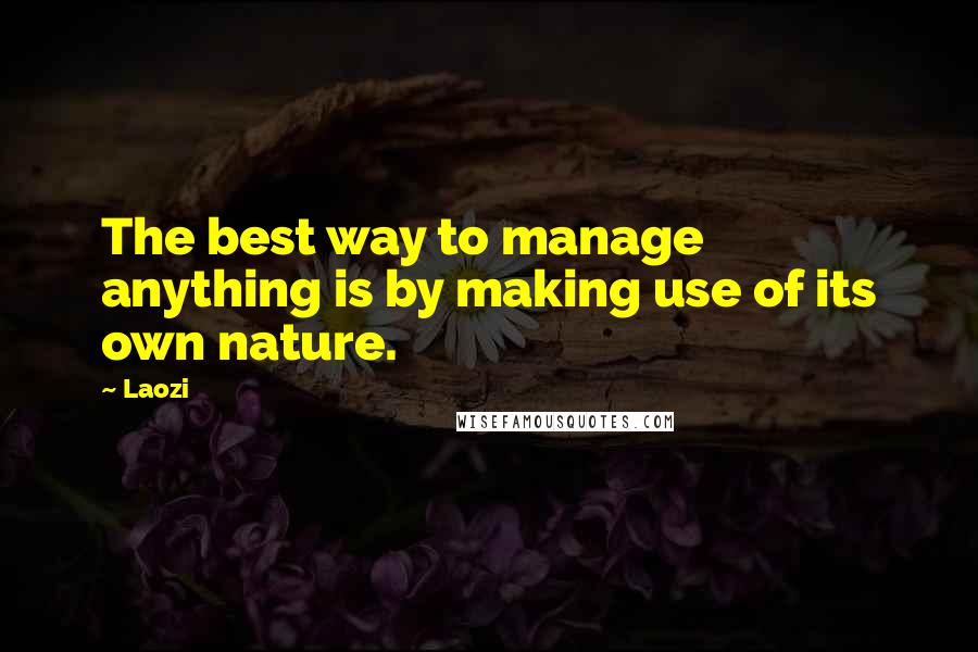 Laozi Quotes: The best way to manage anything is by making use of its own nature.