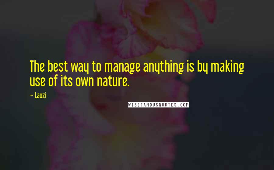 Laozi Quotes: The best way to manage anything is by making use of its own nature.