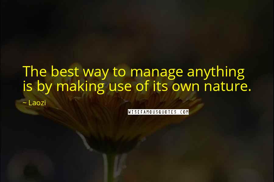 Laozi Quotes: The best way to manage anything is by making use of its own nature.