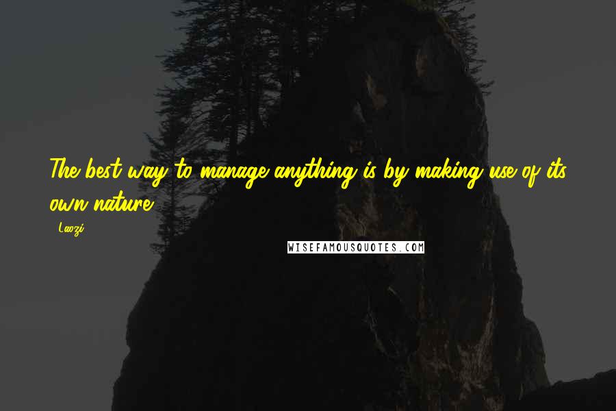 Laozi Quotes: The best way to manage anything is by making use of its own nature.