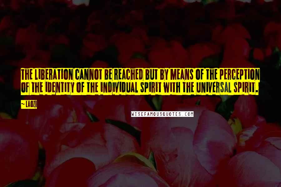 Laozi Quotes: The liberation cannot be reached but by means of the perception of the identity of the individual spirit with the universal spirit.
