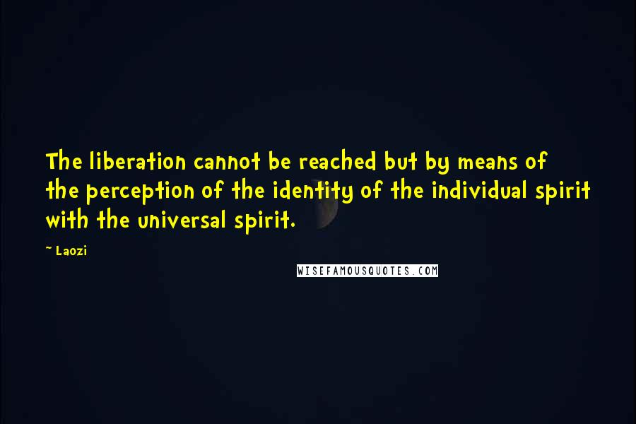 Laozi Quotes: The liberation cannot be reached but by means of the perception of the identity of the individual spirit with the universal spirit.
