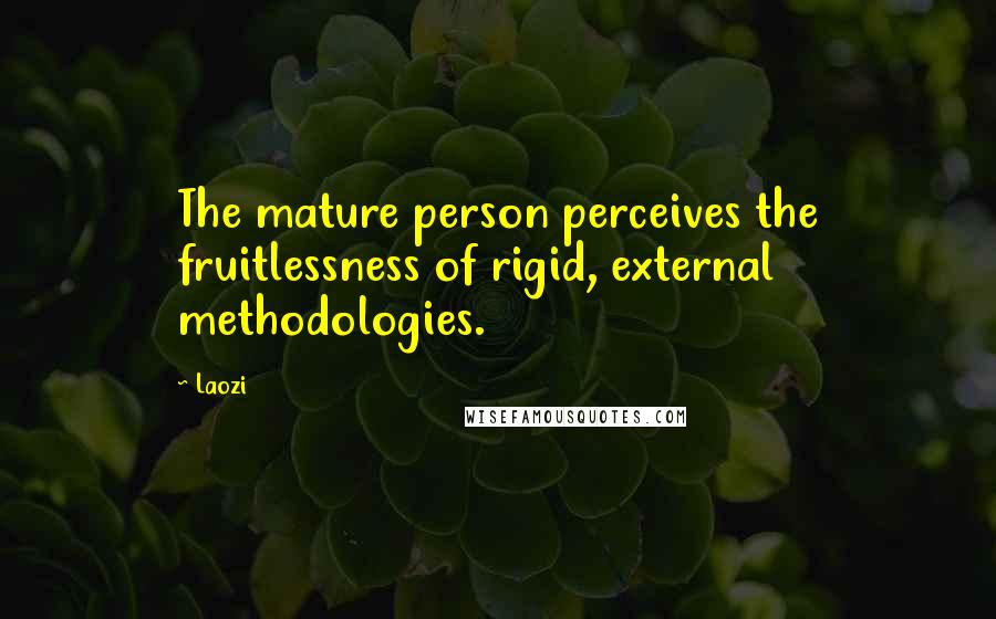 Laozi Quotes: The mature person perceives the fruitlessness of rigid, external methodologies.