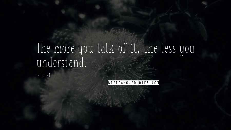 Laozi Quotes: The more you talk of it, the less you understand.