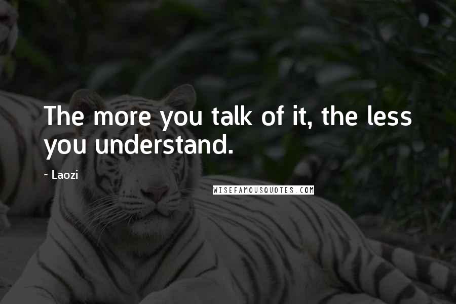 Laozi Quotes: The more you talk of it, the less you understand.