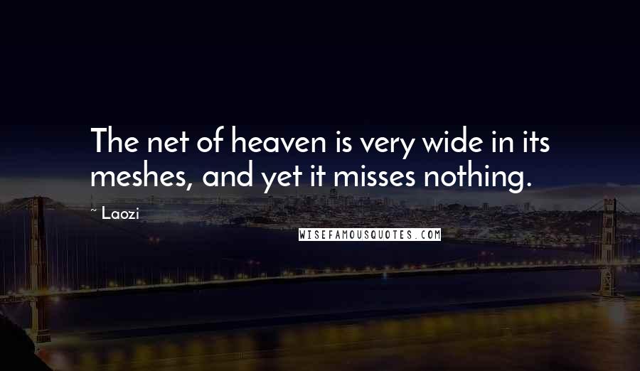 Laozi Quotes: The net of heaven is very wide in its meshes, and yet it misses nothing.