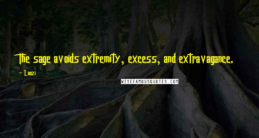 Laozi Quotes: The sage avoids extremity, excess, and extravagance.