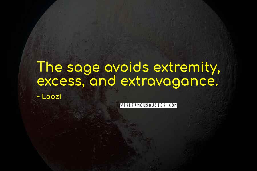 Laozi Quotes: The sage avoids extremity, excess, and extravagance.