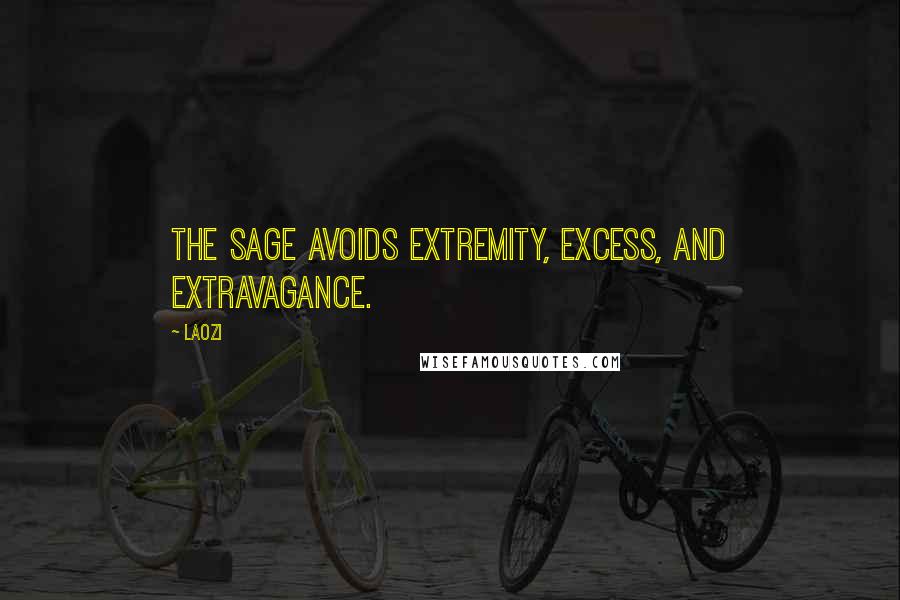 Laozi Quotes: The sage avoids extremity, excess, and extravagance.