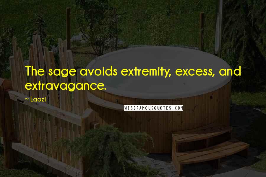 Laozi Quotes: The sage avoids extremity, excess, and extravagance.