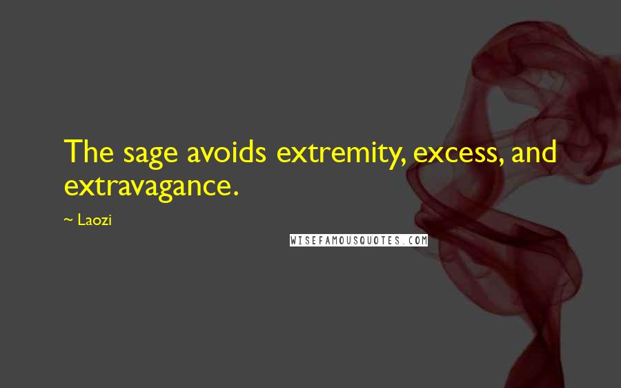 Laozi Quotes: The sage avoids extremity, excess, and extravagance.