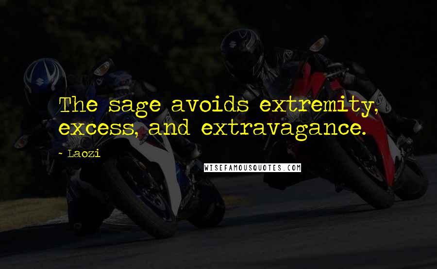 Laozi Quotes: The sage avoids extremity, excess, and extravagance.