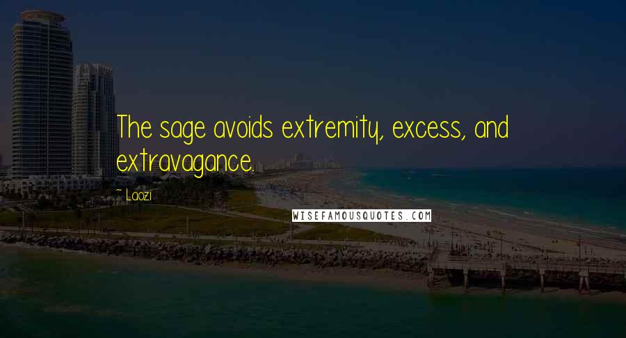 Laozi Quotes: The sage avoids extremity, excess, and extravagance.