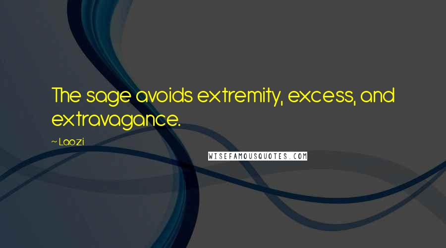 Laozi Quotes: The sage avoids extremity, excess, and extravagance.