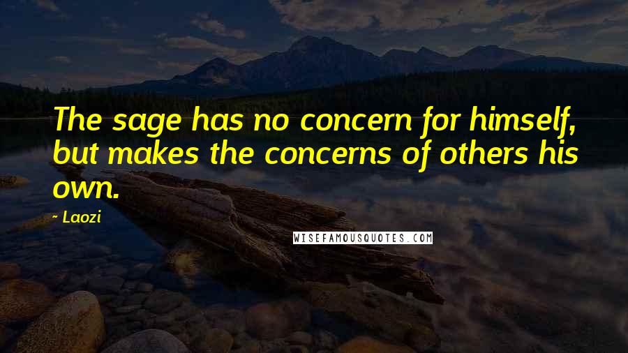 Laozi Quotes: The sage has no concern for himself, but makes the concerns of others his own.