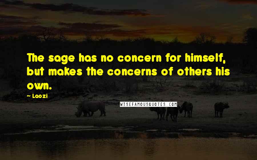 Laozi Quotes: The sage has no concern for himself, but makes the concerns of others his own.