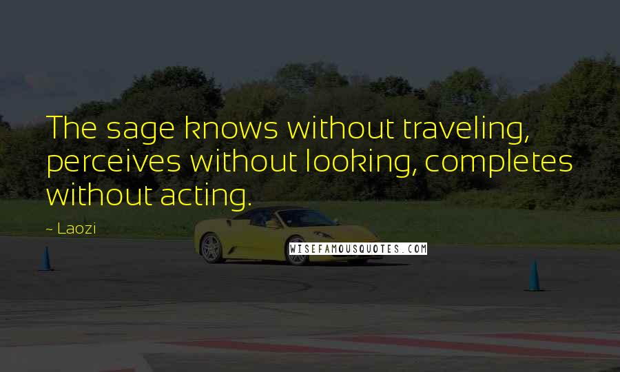 Laozi Quotes: The sage knows without traveling, perceives without looking, completes without acting.