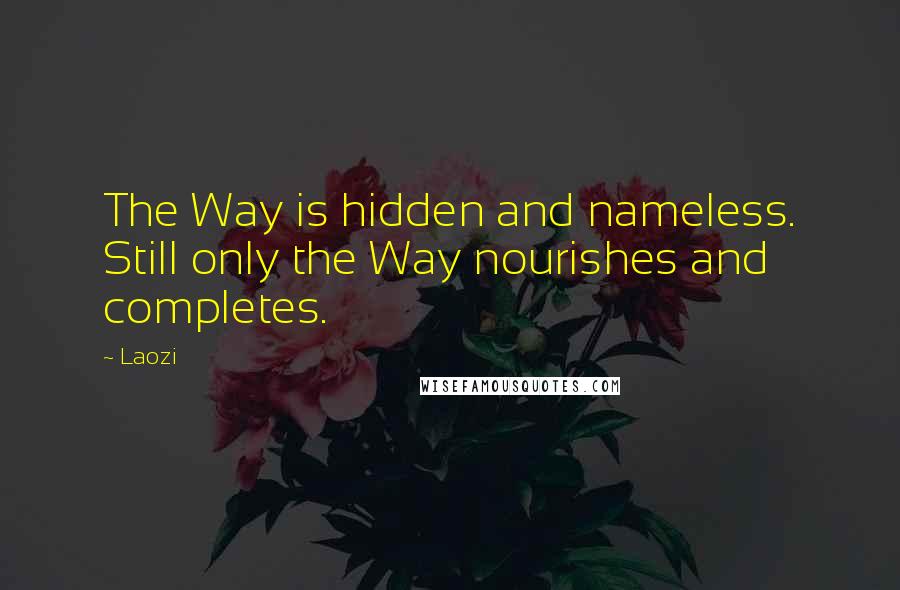 Laozi Quotes: The Way is hidden and nameless. Still only the Way nourishes and completes.