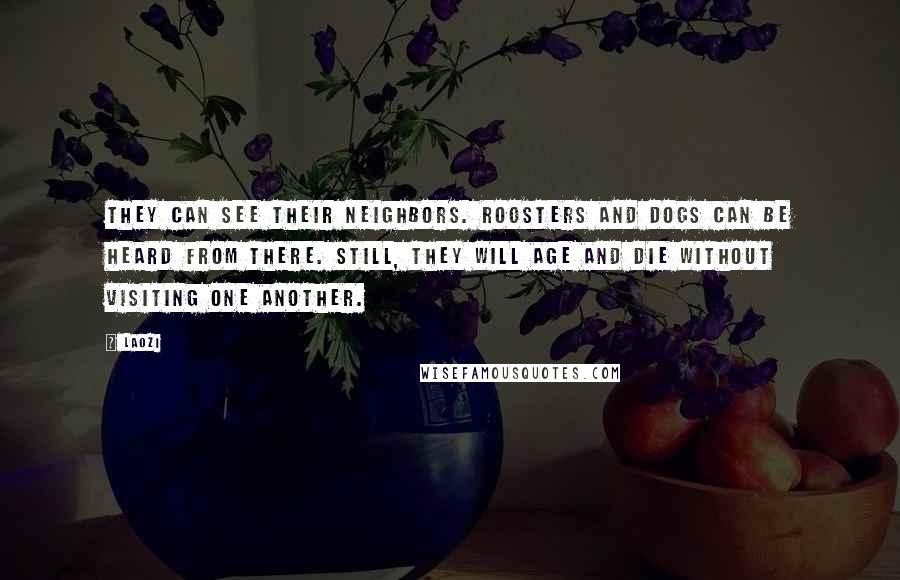 Laozi Quotes: They can see their neighbors. Roosters and dogs can be heard from there. Still, they will age and die without visiting one another.