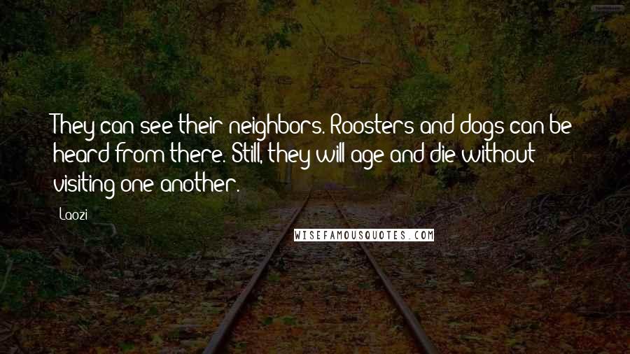 Laozi Quotes: They can see their neighbors. Roosters and dogs can be heard from there. Still, they will age and die without visiting one another.