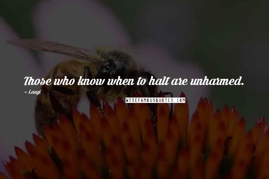 Laozi Quotes: Those who know when to halt are unharmed.