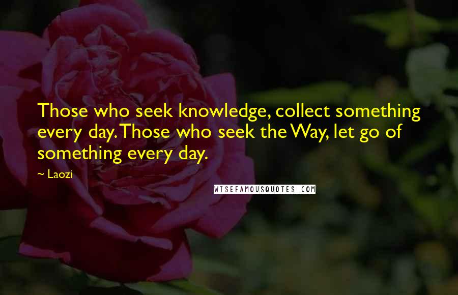 Laozi Quotes: Those who seek knowledge, collect something every day. Those who seek the Way, let go of something every day.