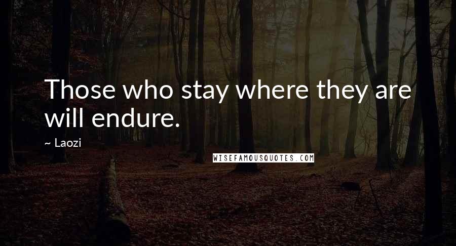 Laozi Quotes: Those who stay where they are will endure.