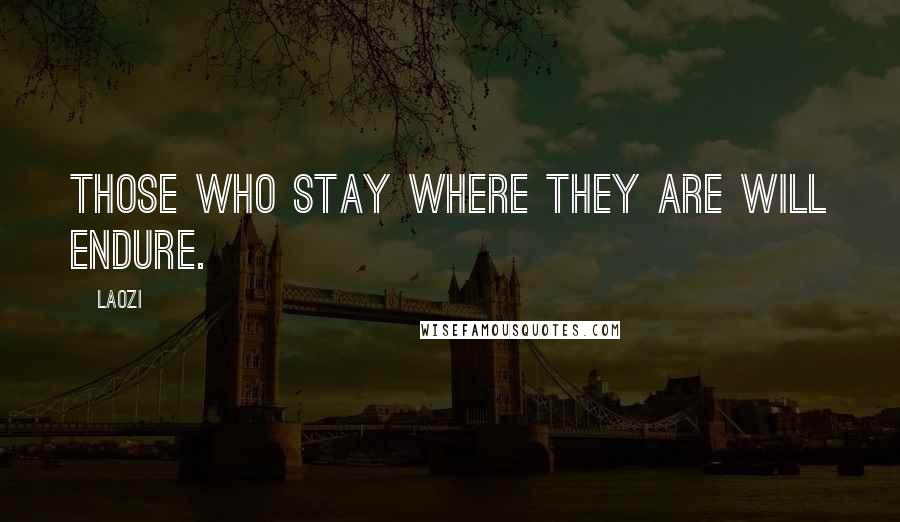 Laozi Quotes: Those who stay where they are will endure.