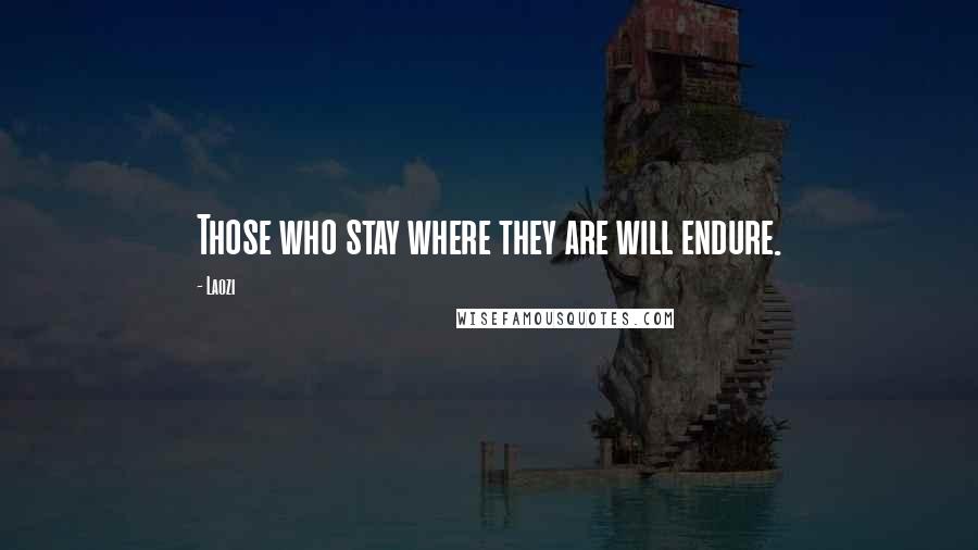 Laozi Quotes: Those who stay where they are will endure.