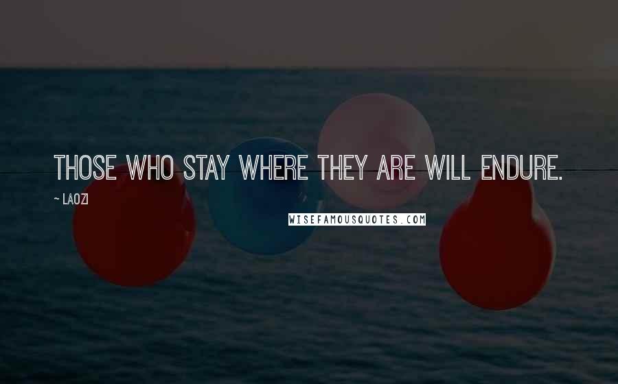 Laozi Quotes: Those who stay where they are will endure.