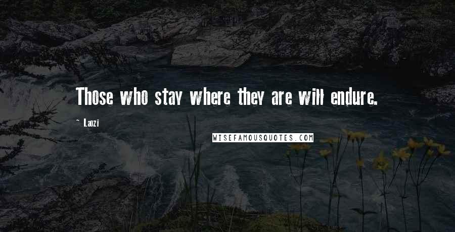 Laozi Quotes: Those who stay where they are will endure.